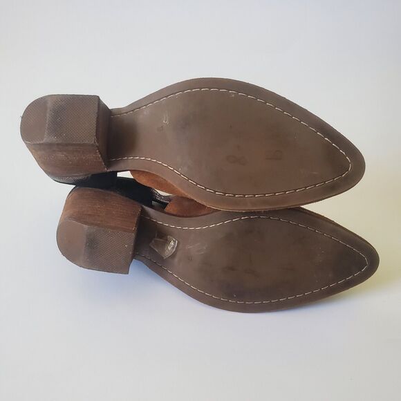 Jeffrey Campbell Woodruff Cutout Booties Brown Black Colorblock Suede Western - Picture 9 of 16